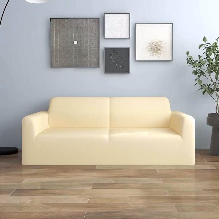 Fodera Elasticizzata per Divano da 2 Posti vidaXL in Jersey di Poliestere, Beige