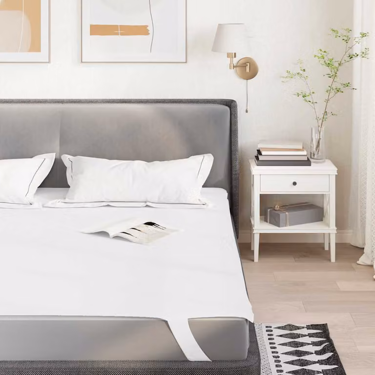 Coprimaterasso vidaXL Bianco in Microfibra Impermeabile e Traspirante L/P: 120 x 200 cm