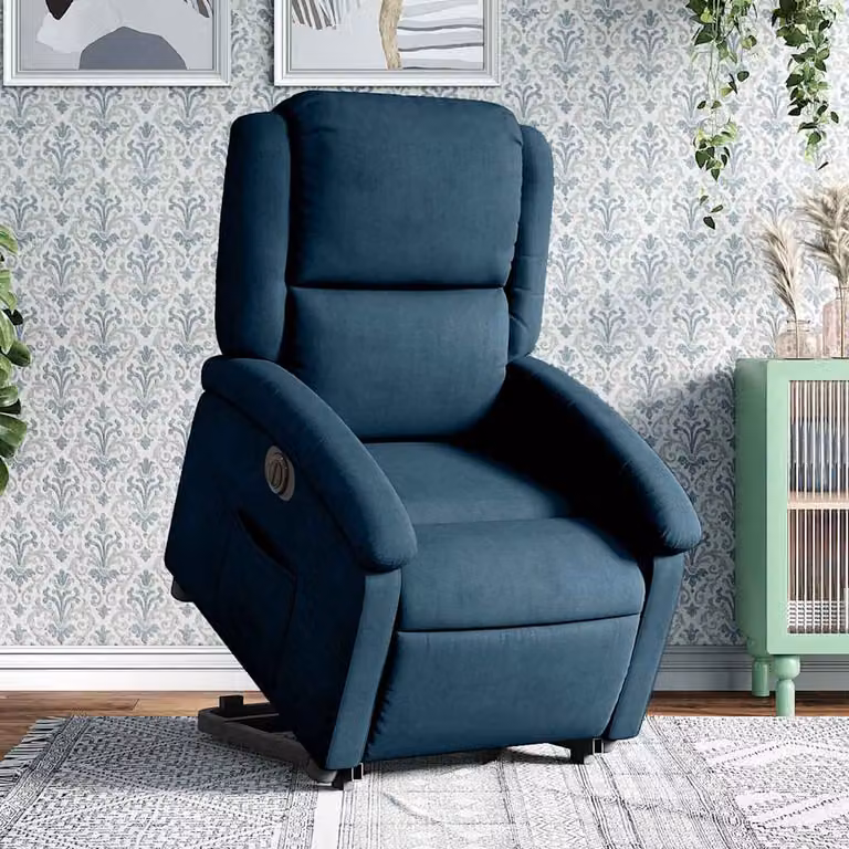 vidaXL Poltrona Alzapersona Reclinabile Elettrica in Velluto Blu
