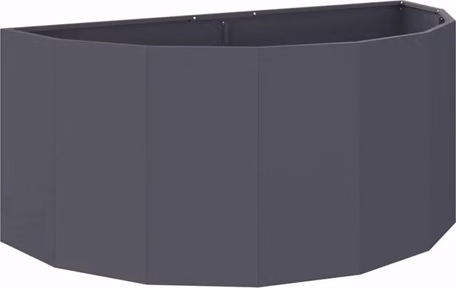 Fioriera semicircolare moderna in acciaio antracite per giardino o patio L: 120 cm, P: 60 cm, H: 50 cm HELLOSHOP26