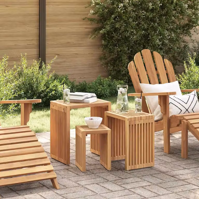 Set di 3 tavoli laterali da giardino vidaXL in legno di teak marrone L/P/H: 33 x 44,5 x 51 cm