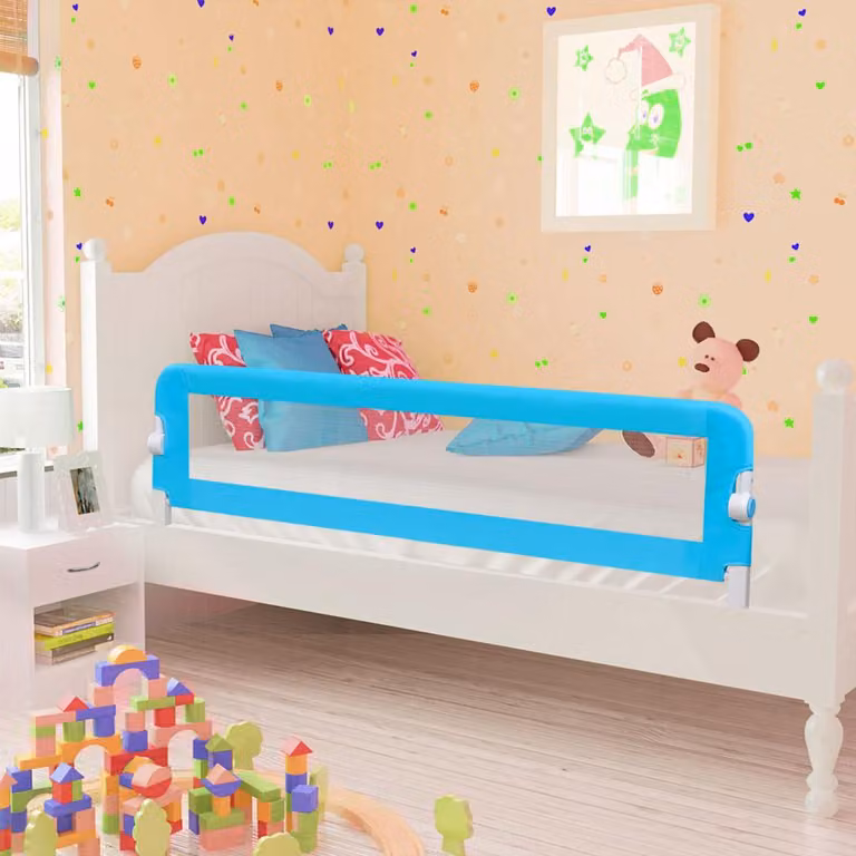 Sponde di sicurezza per letto per bambini vidaXL, blu, pieghevoli, L: 120 cm, H: 42 cm, P: 40,5 cm