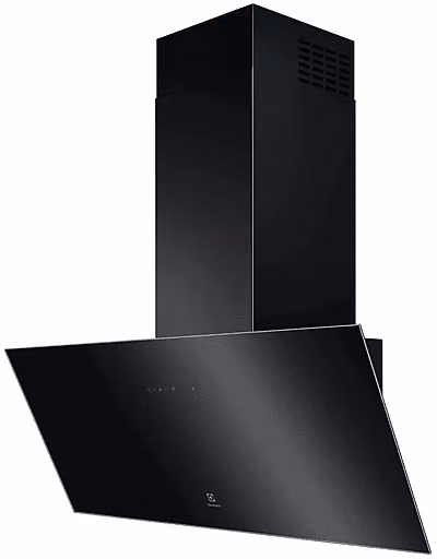 Cappa da parete Electrolux LFV439K in metallo e vetro nera con display LED e filtro a carboni attivi