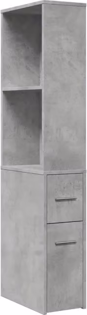Mobiletto da bagno stretto con rotelle HELLOSHOP26 in legno composito grigio cemento, stile moderno, L/P/H: 22 x 41 x 135 cm