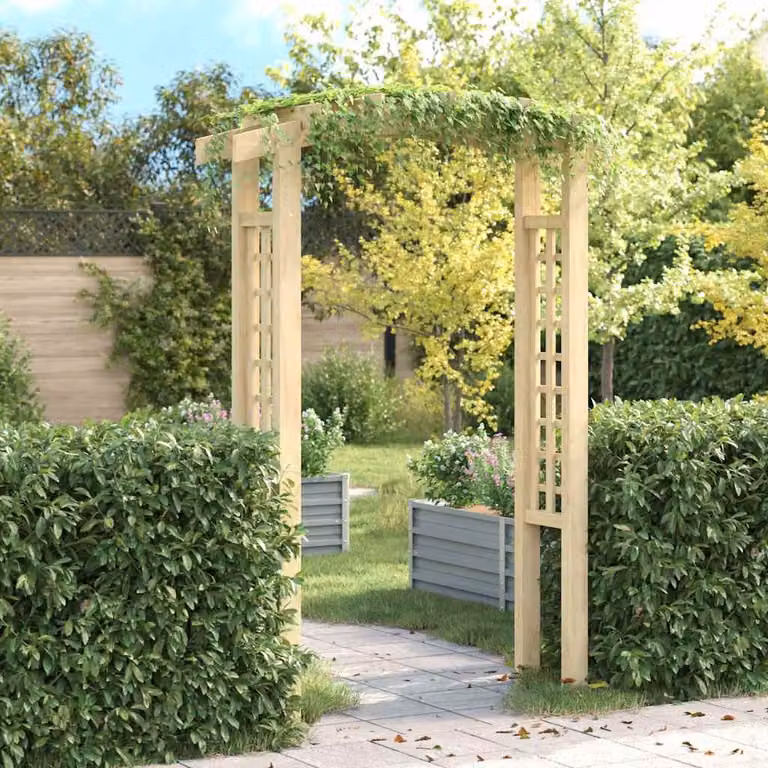 Arco a Traliccio vidaXL in Legno di Pino non Trattato per Giardino e Terrazzo L: 150 cm, P: 60 cm, H: 210 cm