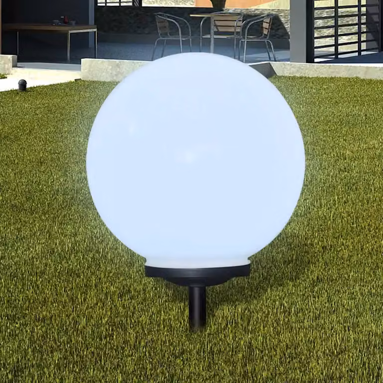 Set di 2 lampade da sentiero solari LED vidaXL con picchetto, luce bianca calda, colore bianco, Altezza: 40 cm