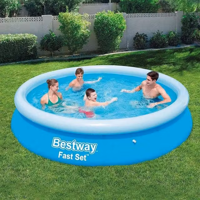 Piscina Gonfiabile Rotonda Fast Set Trade Shop Blu con Predisposizione per Pompa Filtro Diametro: 366 cm, Altezza: 76 cm