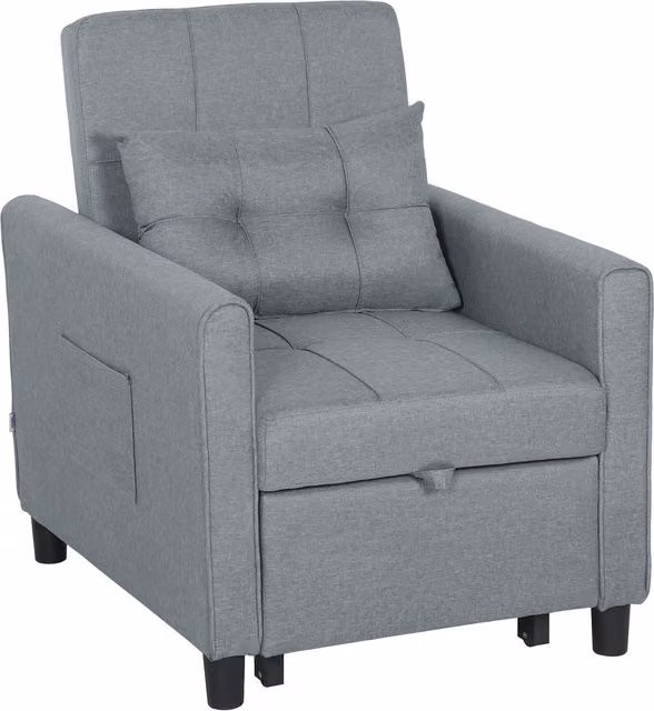Divano Letto Pieghevole Convertibile HOMCOM con Schienale Regolabile e Cuscino, Grigio