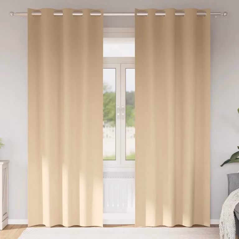 Set di 2 tende blackout vidaXL con anelli in poliestere, colore beige, H: 225 cm x L: 140 cm