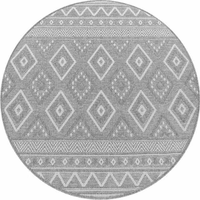 Tappeto rotondo Verona per interni ed esterni grigio e beige Diamanti con diametro: 120 cm