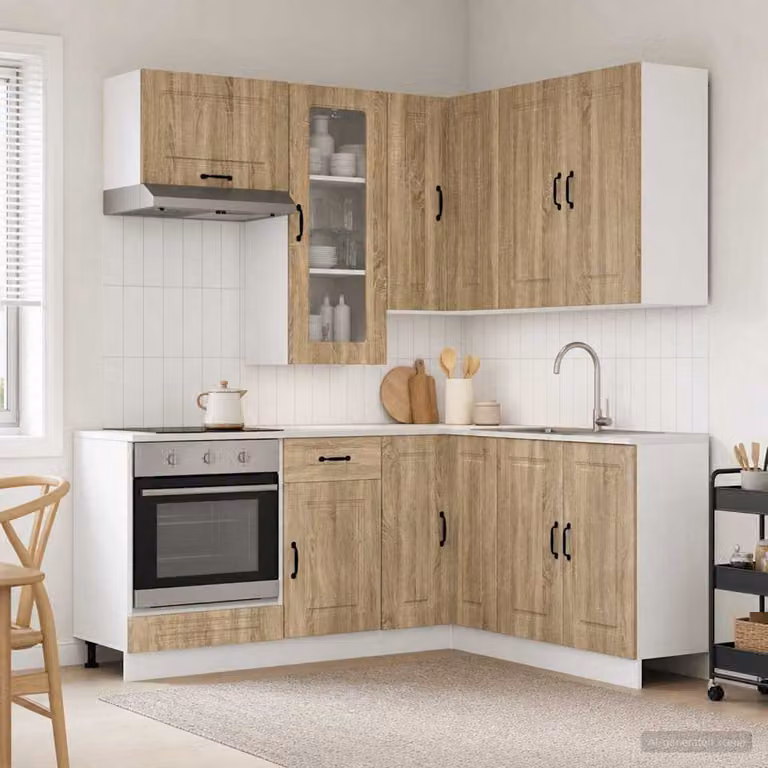 Unità cucina moderna vidaXL KALMAR composta da 8 pezzi in legno Rovere Sonoma, colore marrone