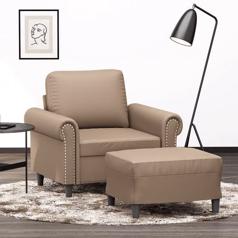 vidaXL Poltrona Relax con Poggiapiedi in Similpelle Beige e Marrone per Soggiorno