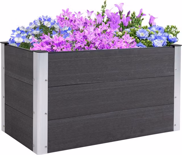 Fioriera Outsunny per piante e orto in legno e plastica, Grigio, L 100 x P 50 x H 50 cm