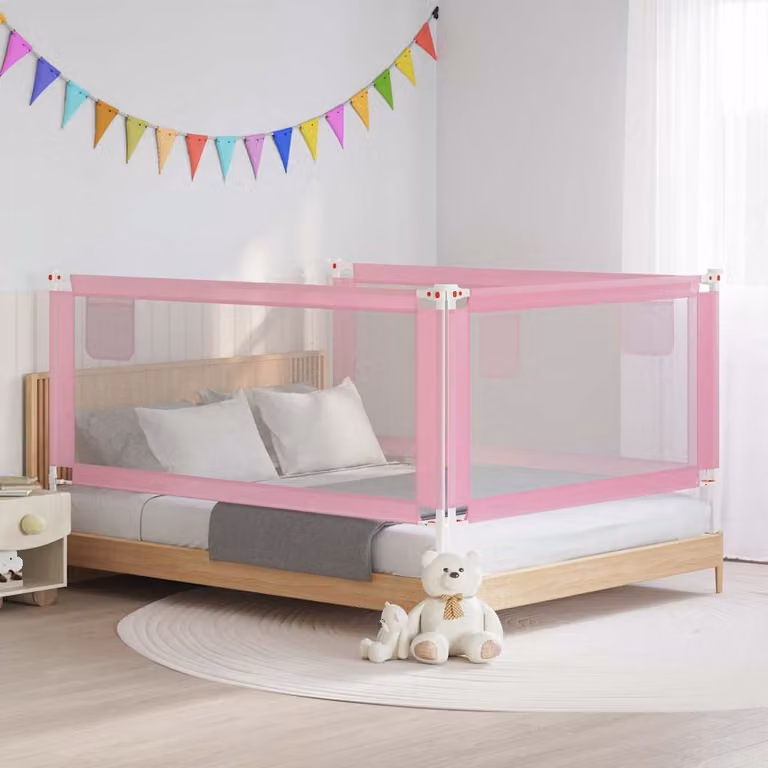 Sponda Letto di Sicurezza per Bambini vidaXL Rosa in Tessuto e Metallo L: 190 cm, H: 25 cm