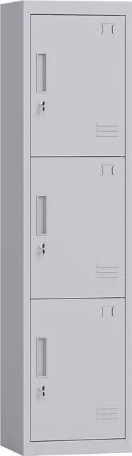 Armadio da ufficio HOMCOM in acciaio con 3 ante e serratura, Grigio Chiaro, L: 45 cm, P: 38 cm, H: 180 cm