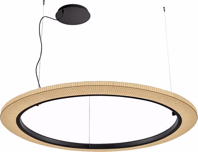 Lampada a sospensione Bover Roda in metallo e tessuto beige e nero con luce LED warm white