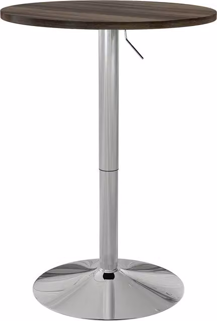Tavolo alto da bar HOMCOM con piano girevole regolabile in altezza e base in acciaio, Marrone, Ø: 60 cm, H: 69-91 cm
