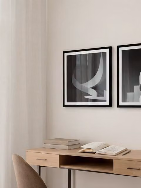 Quadro moderno Curve Kenay Home, design astratto, disponibile in nero, bianco o beige, 50 x 50 cm
