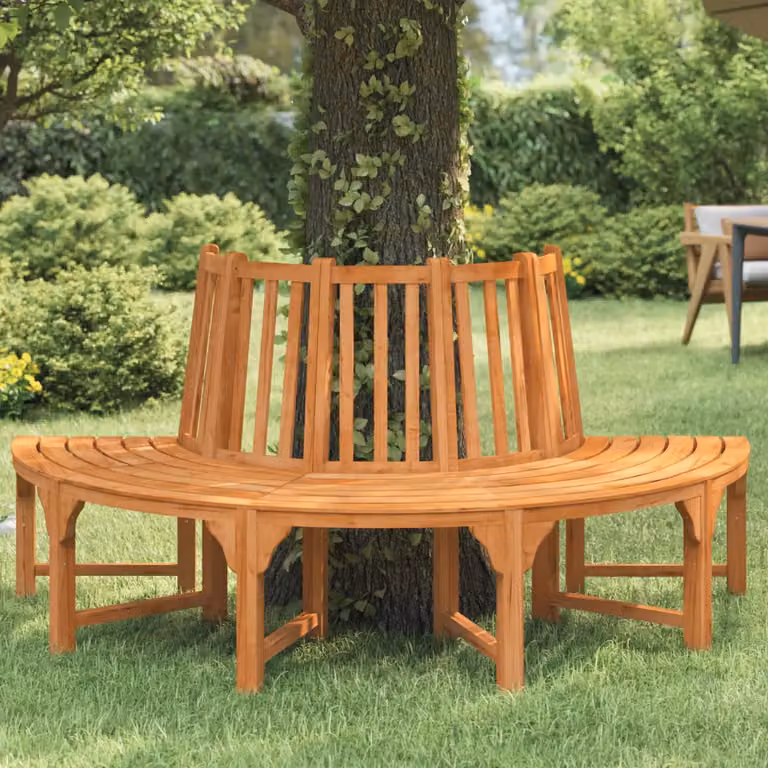Panchina ad albero semi circolare vidaXL in legno di eucalipto oliato marrone Ø 208 cm