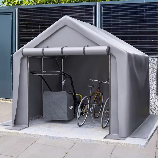 Garage in metallo e plastica REDOM Grigio, L/P/H: 244 x 241 x 217 cm