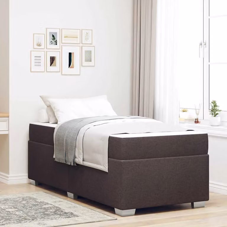 Struttura del letto moderna vidaXL in tessuto e legno marrone L/P: 100 x 200 cm
