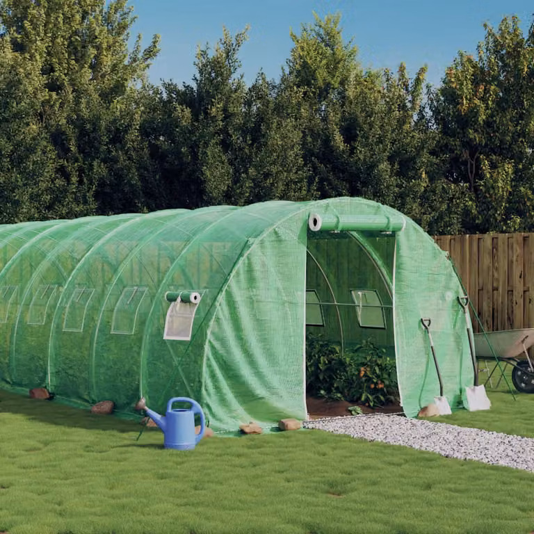 vidaXL Serra con Telaio in Acciaio Zincato Verde 24 m², L: 8 m, P: 3 m, H: 2 m