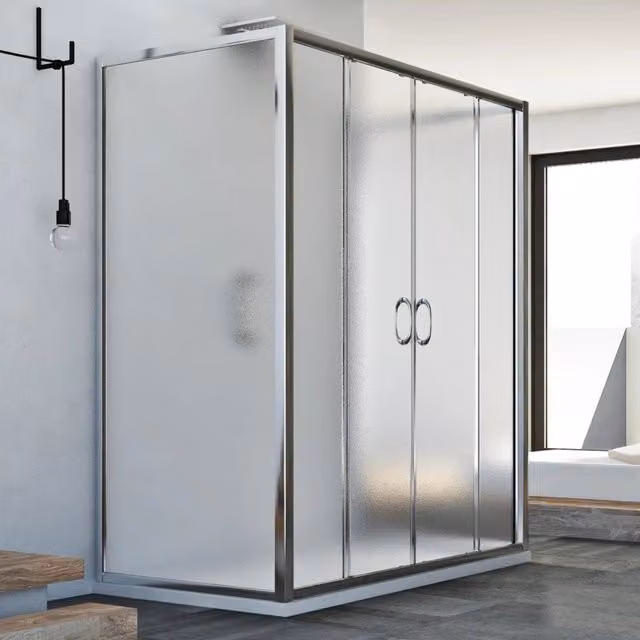 Box Doccia Replay Trio IDRALITE con 2 Ante Scorrevoli e Vetro Stampato, Forma Rettangolare L: 120 cm, P: 80 cm, H: 185 cm