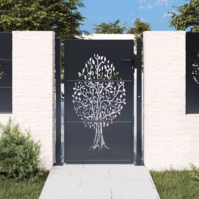 Cancello da giardino singolo vidaXL in acciaio zincato antracite L: 105 cm, H: 125 cm