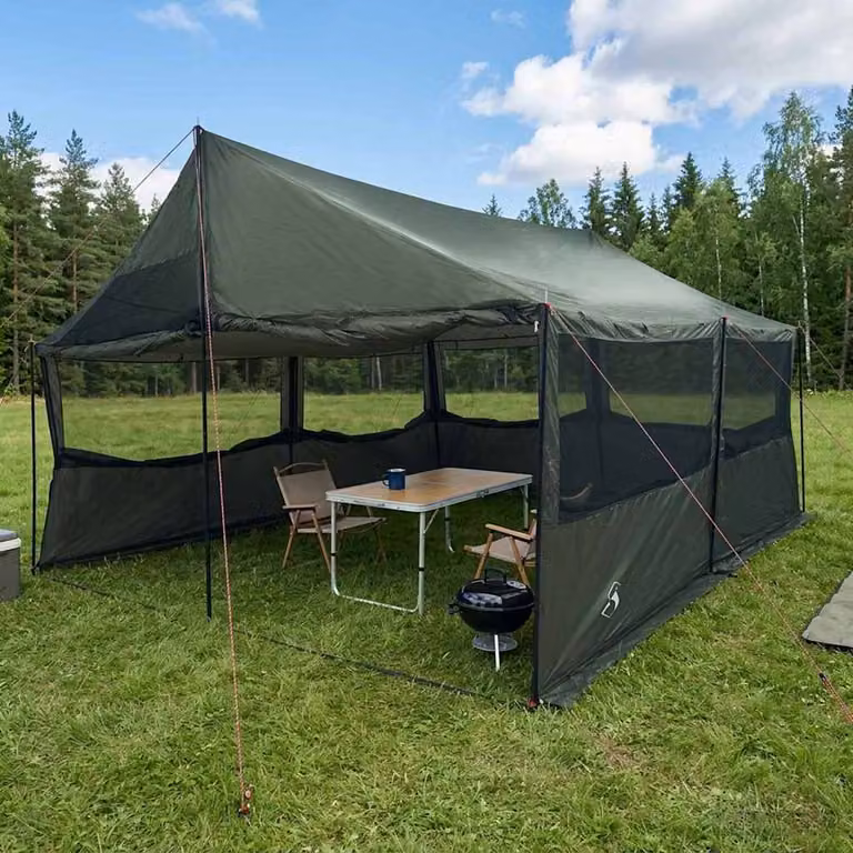 Tenda Familiare vidaXL Verde militare L: 450 cm, P: 400 cm, H: 265 cm