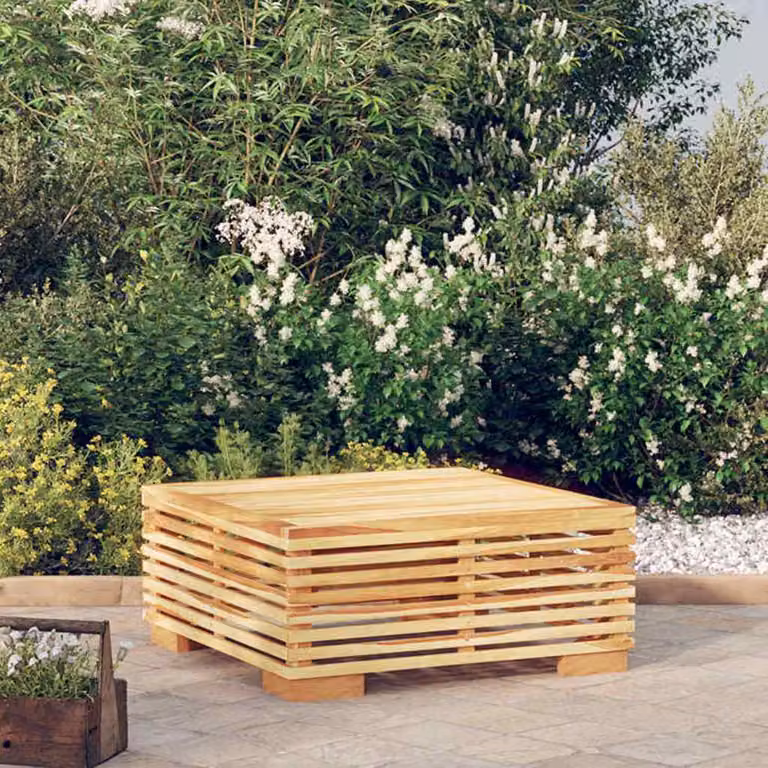 vidaXL Tavolino da Giardino Quadrato in Legno di Teak Marrone L/P/H: 69,5 x 69,5 x 31 cm