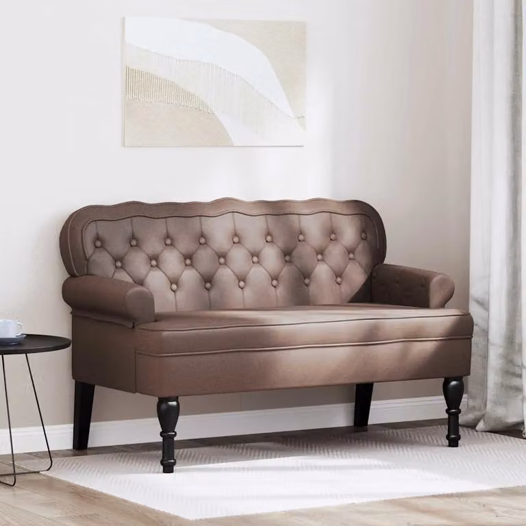Panca Chesterfield vidaXL in pelle sintetica marrone L: 119,5 cm, P: 64,5 cm, H: 75 cm