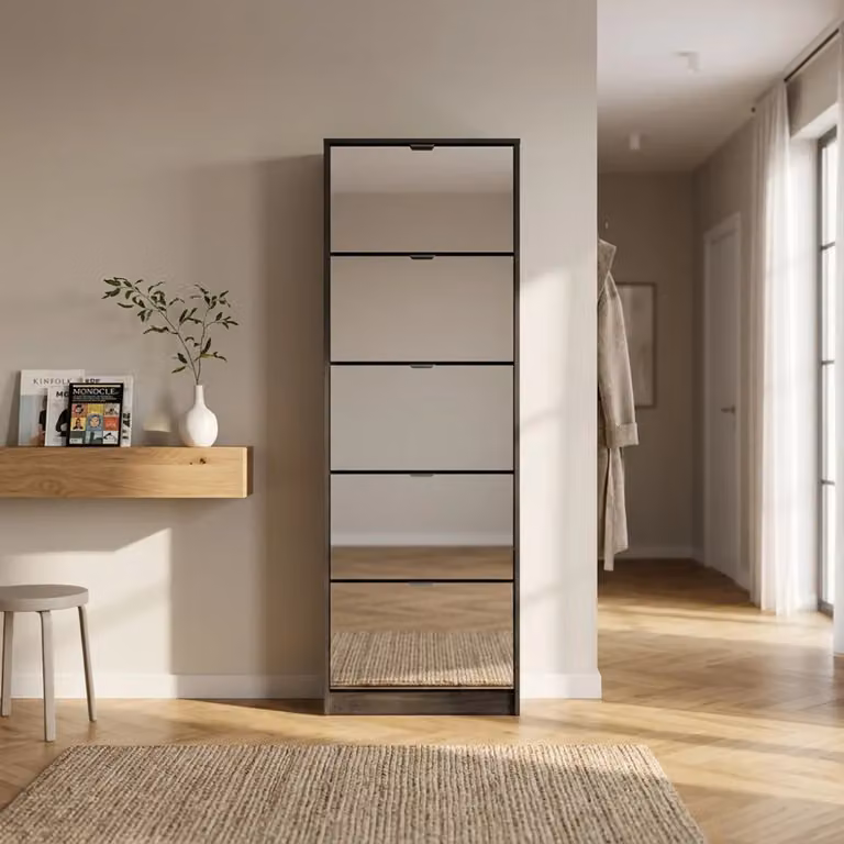 Scarpiera Cosma Susie Grigio con Specchio L: 60 cm, P: 24 cm, H: 180 cm