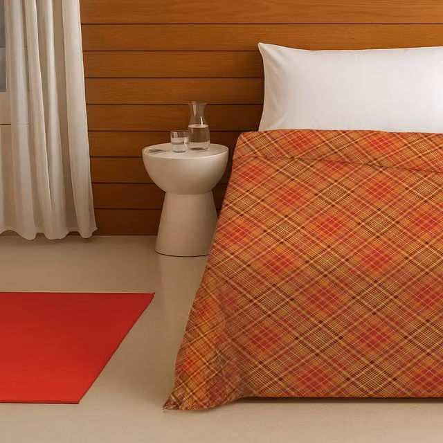 Trapuntino singolo scozzese Kasanova in microfibra rosso L: 250 cm, P: 170 cm