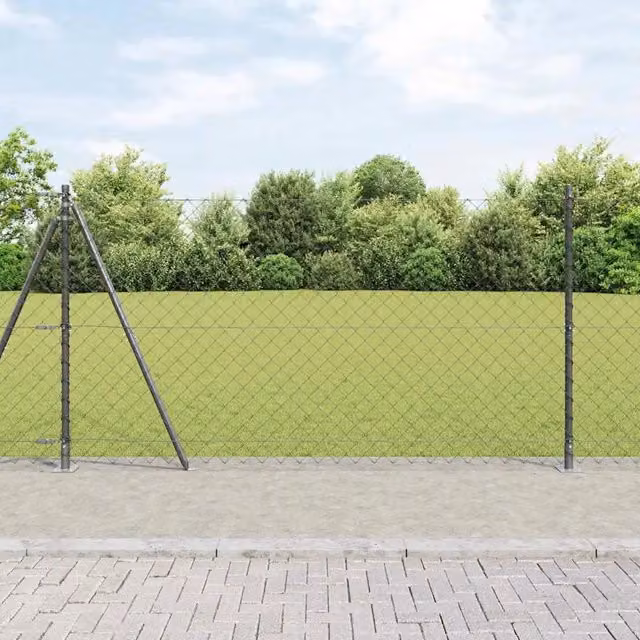 Recinzione a maglie vidaXL con base in cemento in acciaio e PVC, Grigio, 25 x 1,2 m