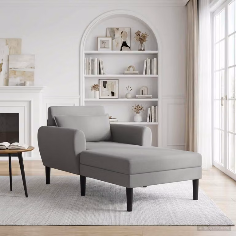 Chaise longue moderna vidaXL in velluto grigio con cuscini inclusi e rivestimenti rimovibili L: 168 cm, P: 94 cm, H: 83 cm