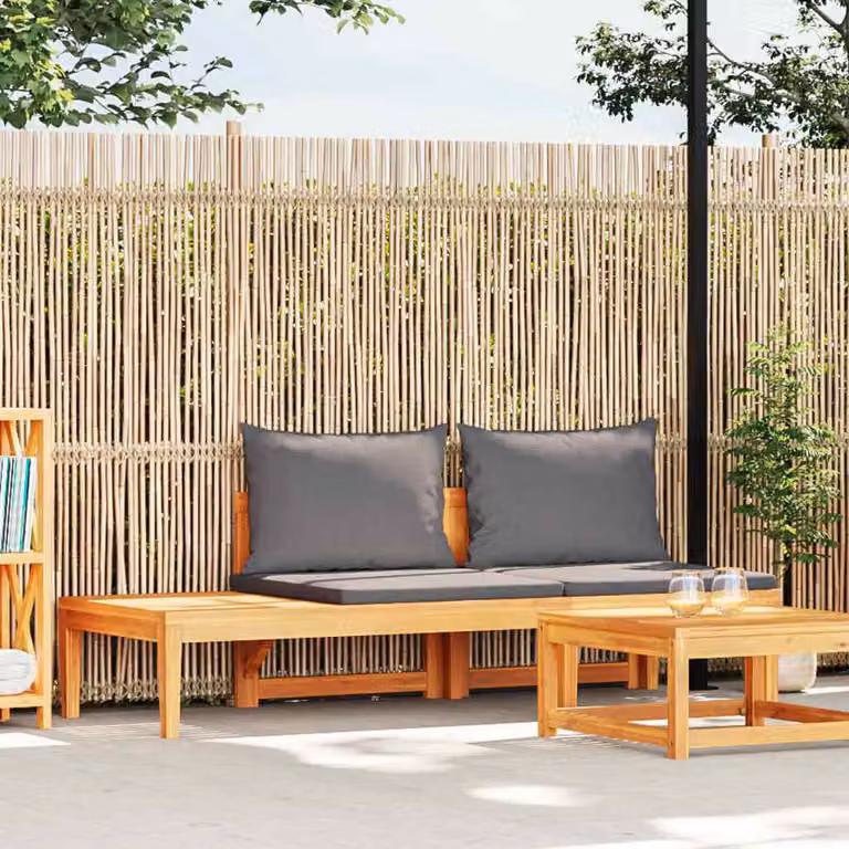 Set da giardino vidaXL con panca, tavolo e cuscini in legno di acacia oliato, colore grigio scuro