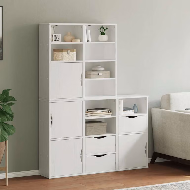 Set di 5 armadietti a muro vidaXL ODDA in legno di pino bianco con ante a battente e ripiani interni L/P/H: 40 x 24 x 79 cm