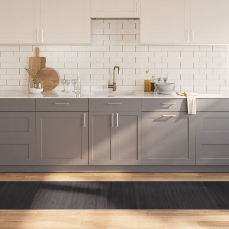 Tappeto rettangolare moderno vidaXL in bambù e polipropilene grigio, antiscivolo, L: 70 cm, P: 1000 cm