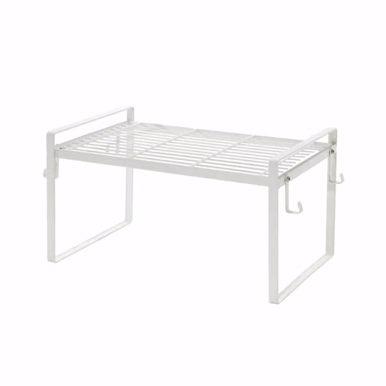 Mensola salvaspazio in metallo GUSTO CASA, colore bianco, H 18 cm x L 33,5 cm x P 21 cm