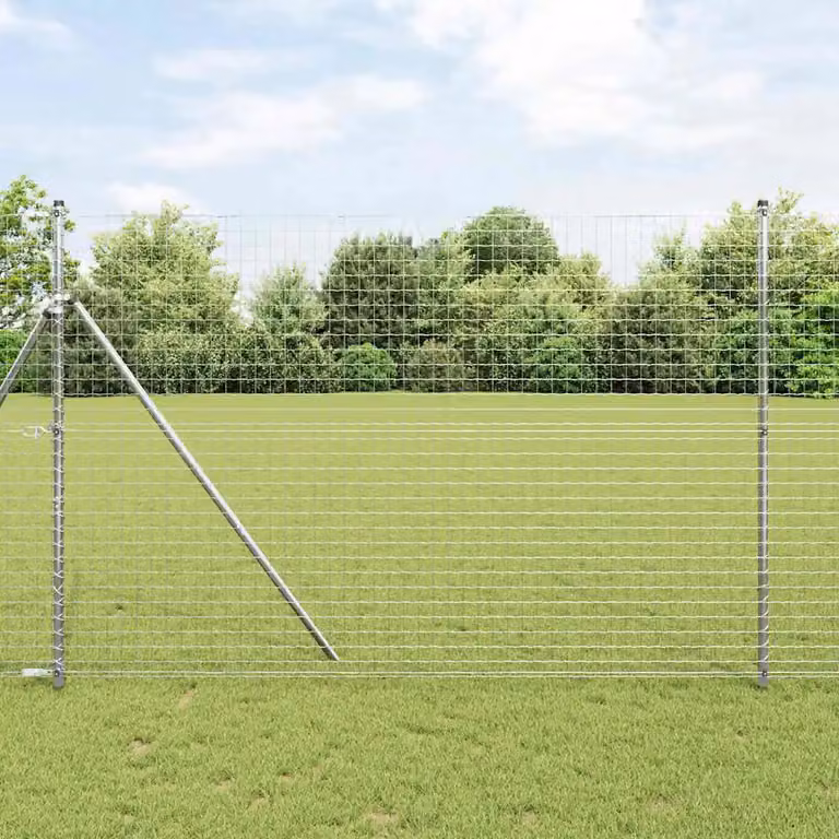 Set di 52 pali per recinzione interrati vidaXL in acciaio zincato, colore argento, L/P/H: 3,2 x 3,2 x 200 cm