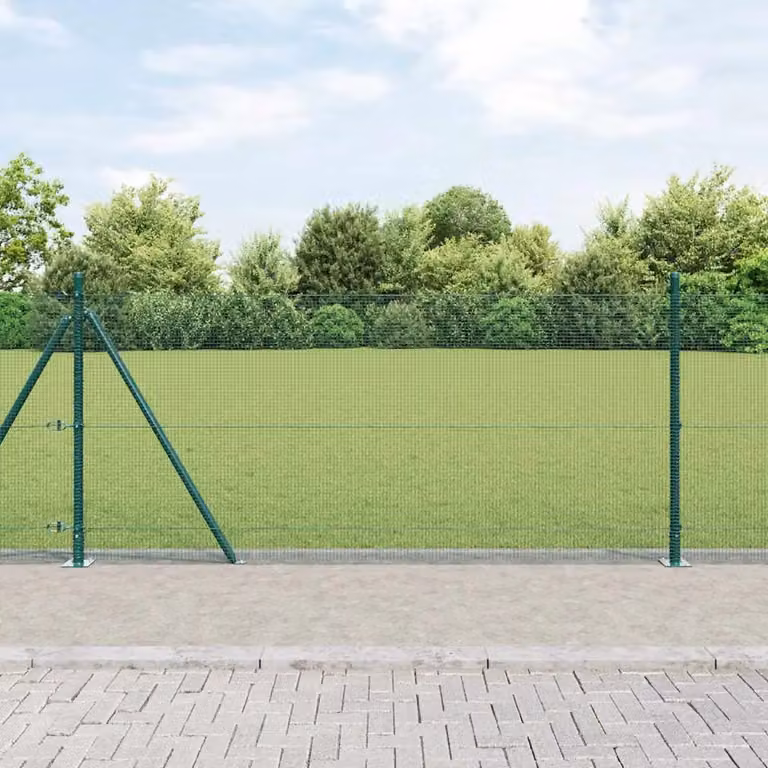 Palo della recinzione rotondo vidaXL in acciaio e PVC verde, da installare nel terreno, L: 50 cm, H: 110 cm