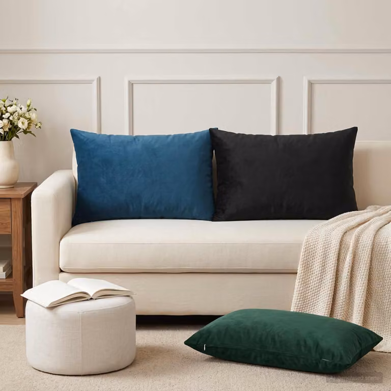 Set di 2 federe vidaXL HEERLEN in velluto verde, L 50 cm x P 80 cm