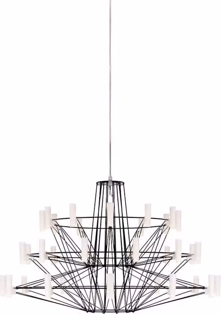 Lampada a sospensione Moooi Coppélia in metallo nero con tecnologia LED luce bianca calda e altezza regolabile