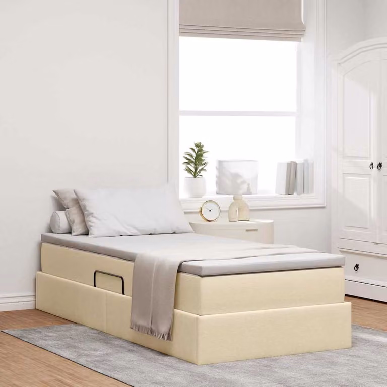 Letto con contenitore e materasso ibrido vidaXL beige L 90 x P 200 cm