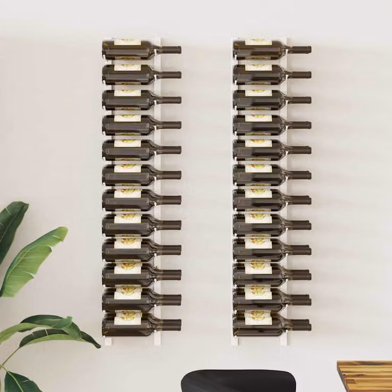 Set di 2 Portavini da Parete vidaXL in Metallo Bianco per 24 Bottiglie