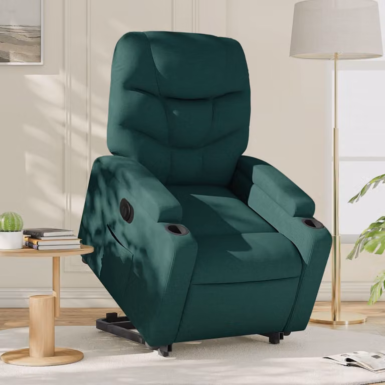 vidaXL Poltrona Alzapersona Reclinabile Elettrica in Tessuto Verde