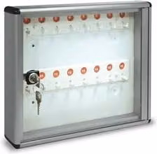 Bacheca chiavi Alubox con 16 ganci in metallo argento metallizzato L: 30 cm, H: 25 cm, P: 5 cm