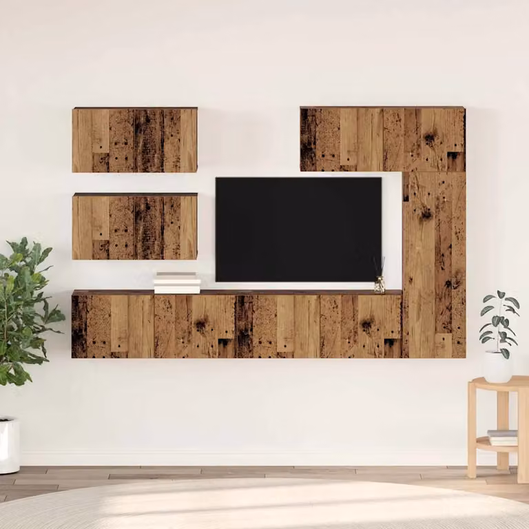 Set mobile TV moderno vidaXL in 6 pezzi color marrone in legno e MDF per soggiorno