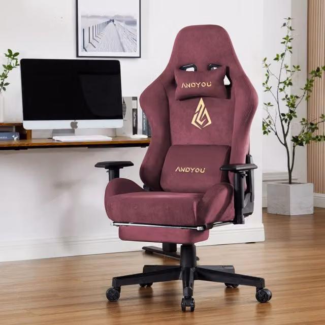 Sedia da Gaming Minimal Rossa con Poggiapiedi e Supporto Cervicale Regolabile
