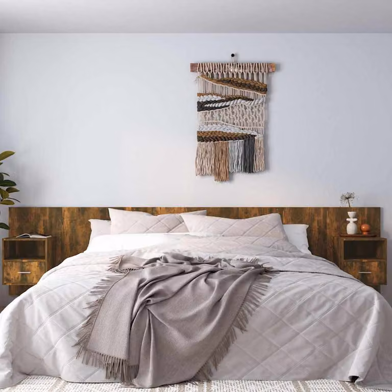 Testiera Letto con Comodini Integrati vidaXL in Legno Rovere Fumo Marrone